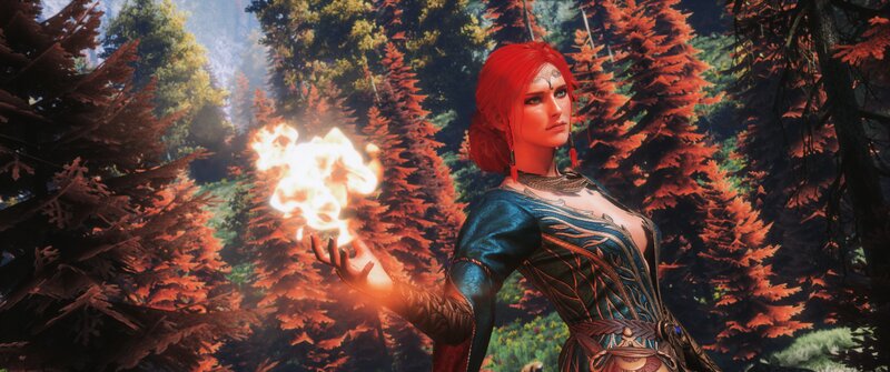 Red-haired Woman Casting Spell — Red, Dramatic, Autumn