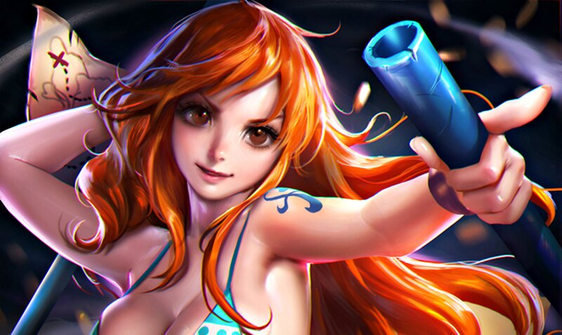 Red-haired Woman Holding Cannon