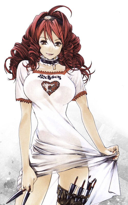 Red-haired Woman Holding Knife