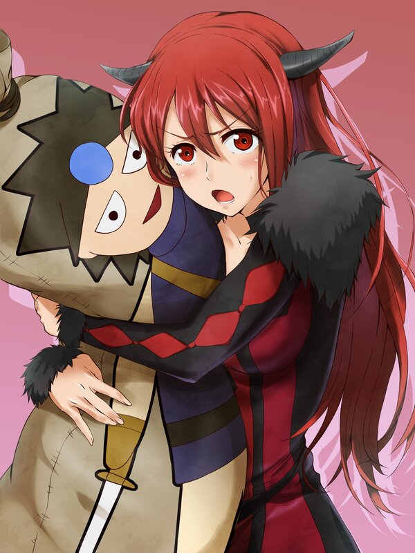 Red-haired Woman Hugging Doll