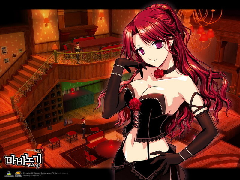 Red-haired woman in a corset