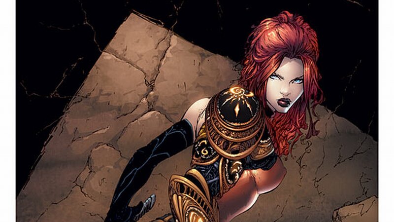 Red-haired Woman in Armor — Red, Dramatic, Comic