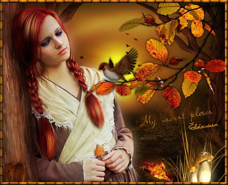 Red-haired Woman in Autumn — Brown