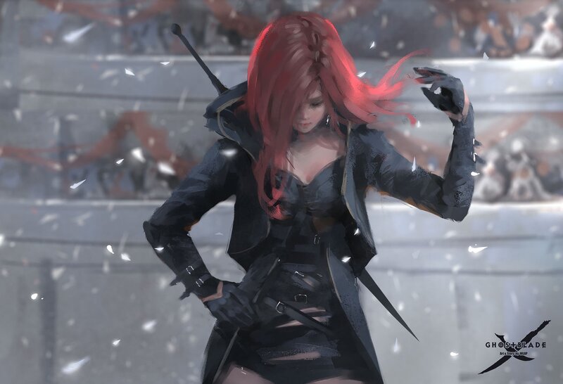 Red-haired Woman in Black — Dramatic