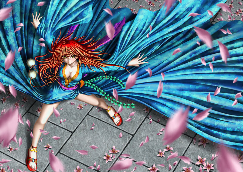 Red-haired Woman in Blue Dress — Dramatic