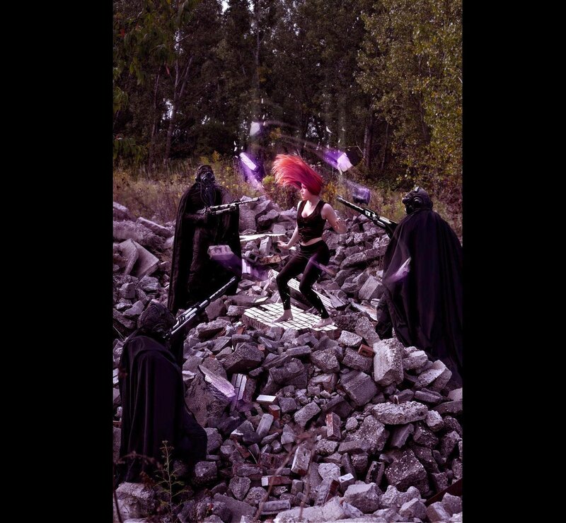 Red-haired woman in combat