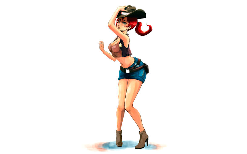 Red-haired Woman in Cowboy Hat — Red