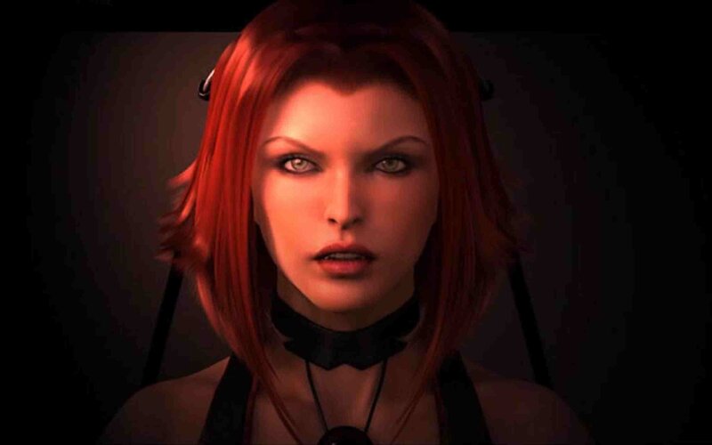 Red-haired Woman in Dark Setting — Red, Serious