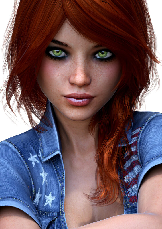 Red-haired Woman in Denim