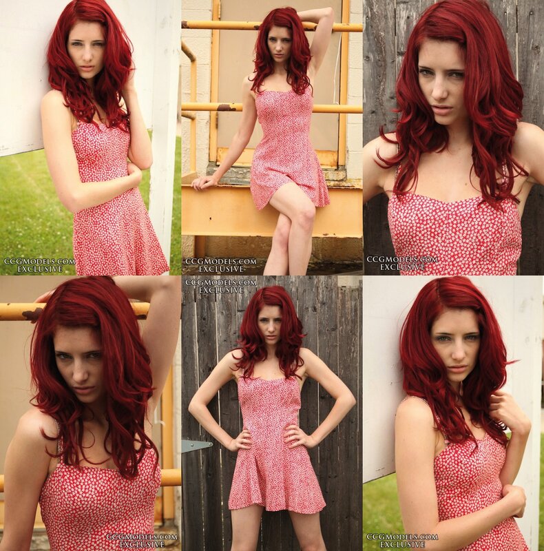red-haired woman in dress