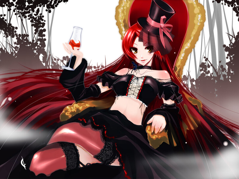Red-haired Woman in Dress — Red, Dramatic, Anime