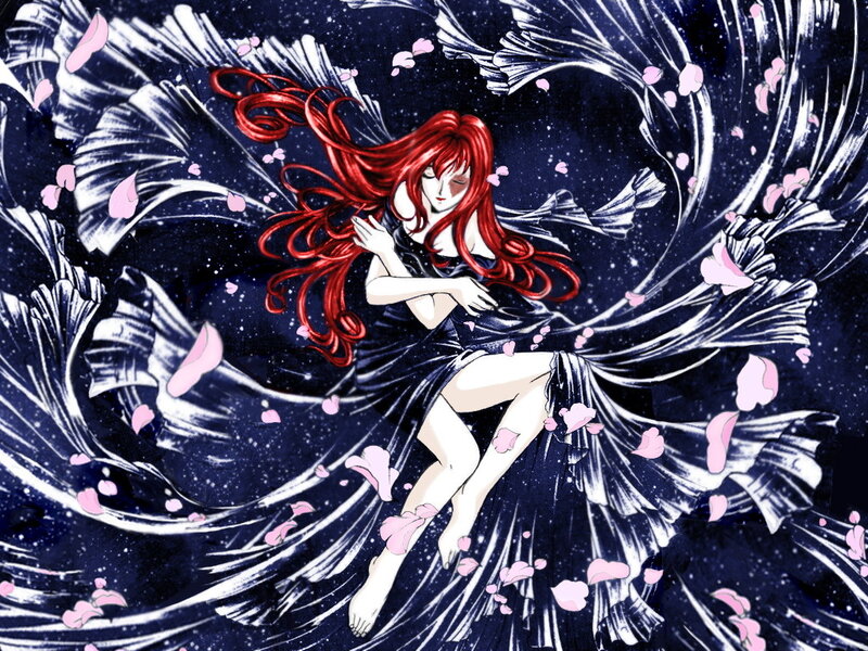 Red-haired Woman in Dress — Red, Dramatic, Night