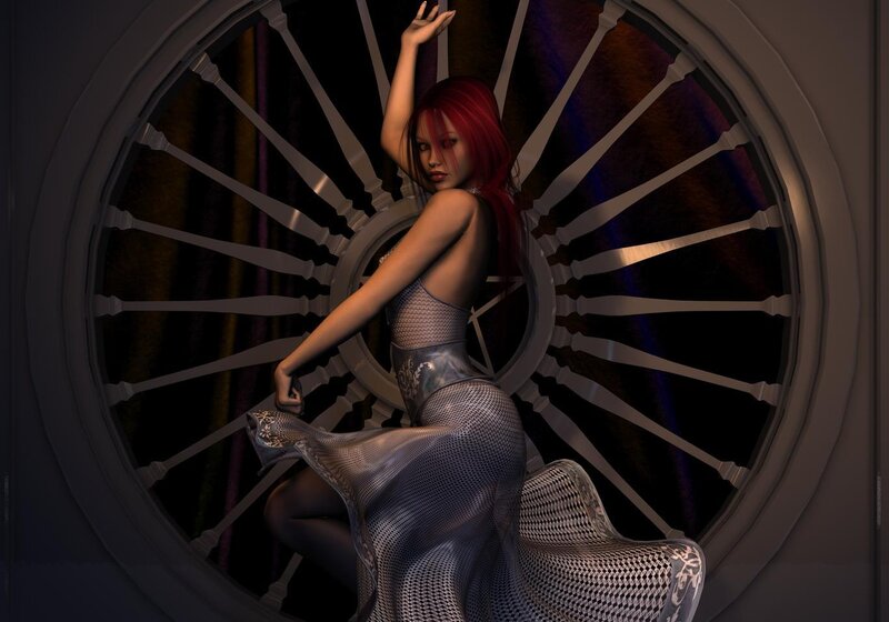 Red-haired Woman in Dress — Red