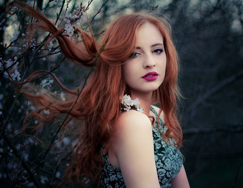Red-haired Woman in Flowers — Red