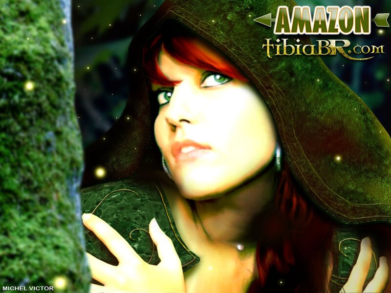 Red-haired woman in forest