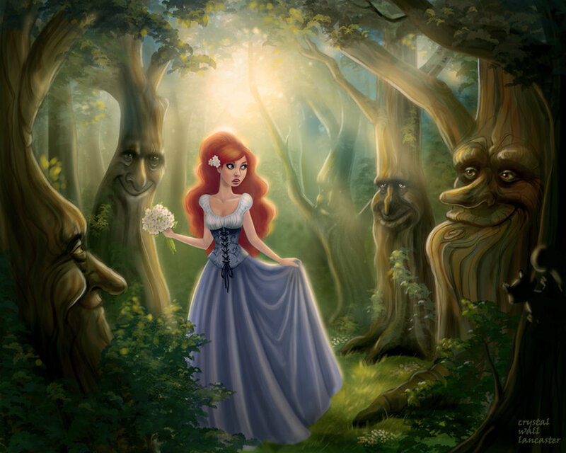 Red-haired Woman in Forest — Green, Serene