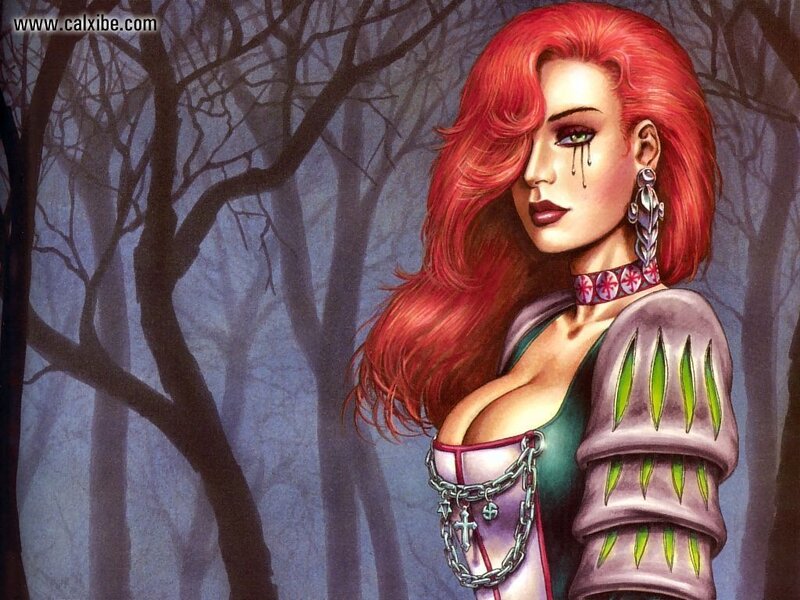 Red-haired Woman in Forest — Red, Dramatic