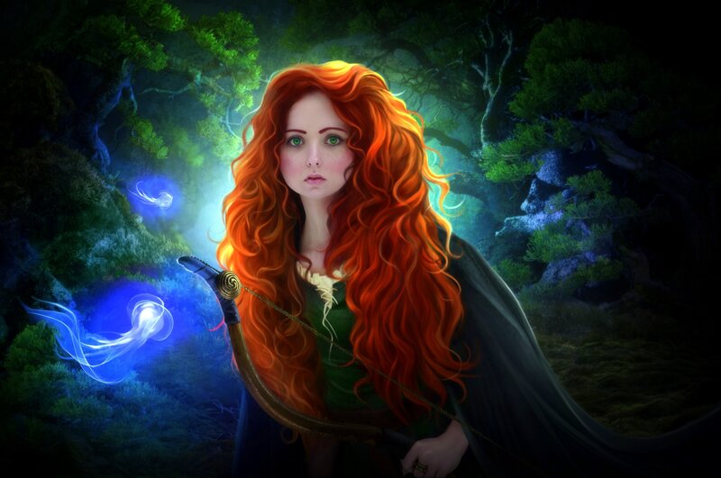 Red-haired Woman in Forest — Red, Mystical