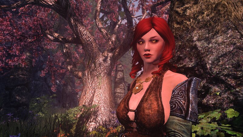 Red-haired Woman in Forest — Red, Serene, Spring