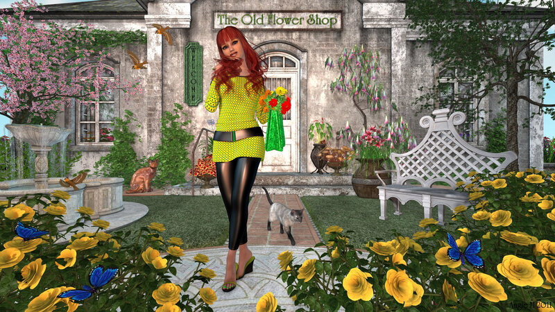 Red-haired Woman in Garden — Yellow