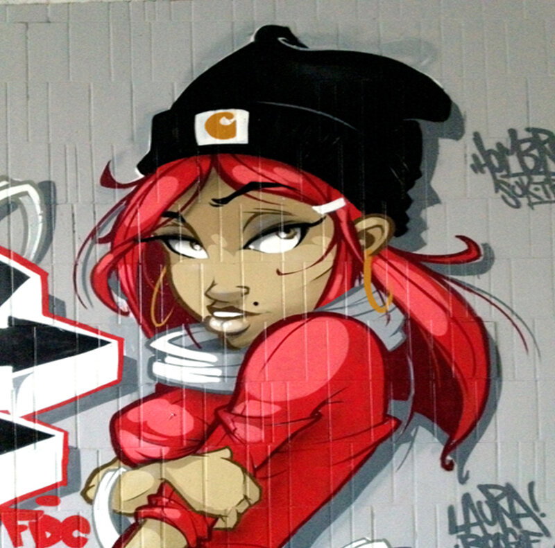 Red-haired Woman in Graffiti