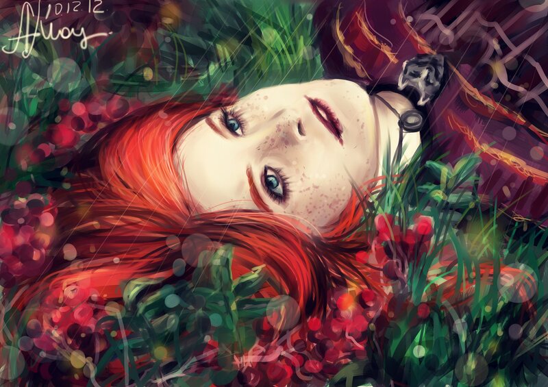 Red-haired Woman in Grass — Red