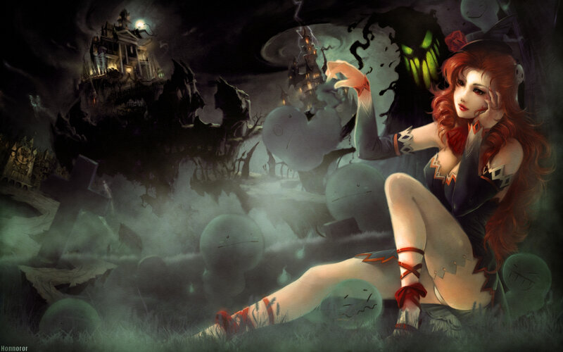 Red-haired Woman in Graveyard