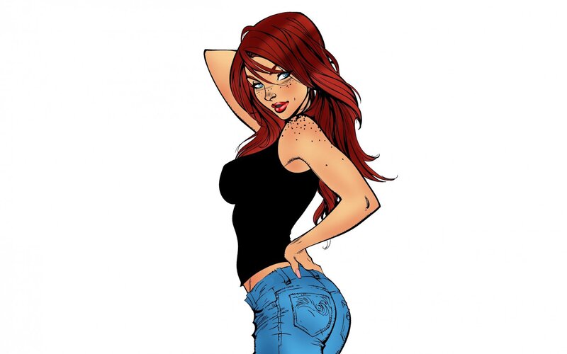 Red-haired Woman in Jeans — Red