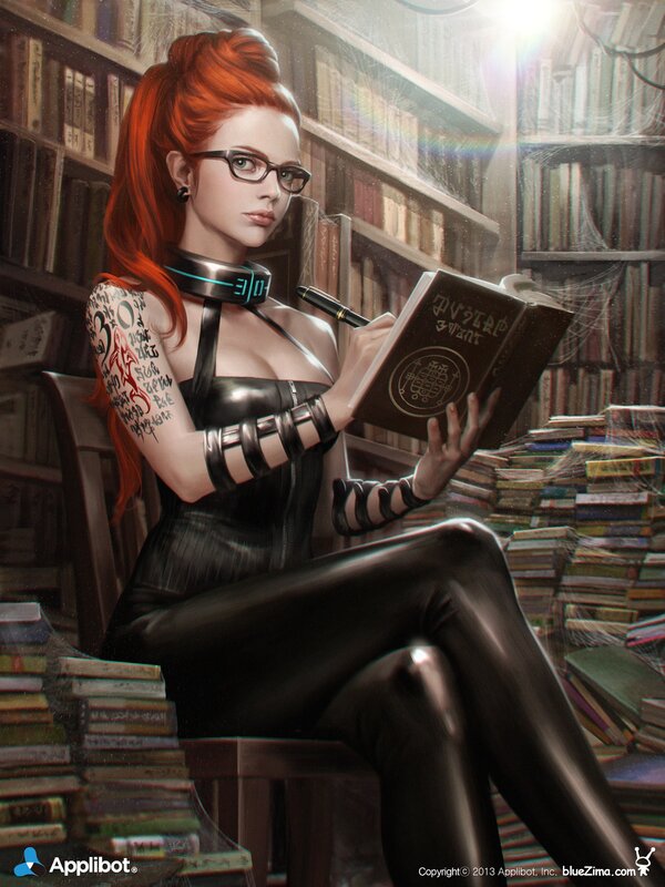 Red-haired Woman in Library