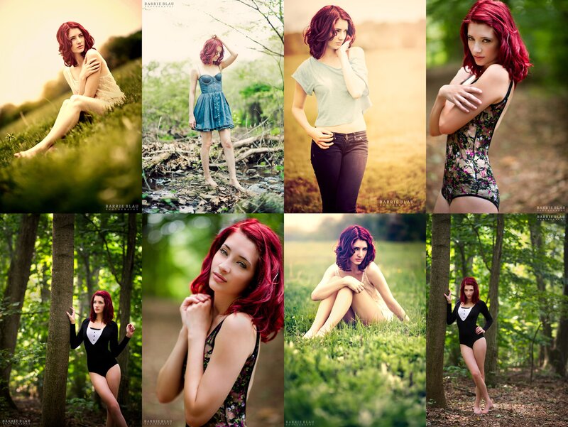 Red-haired woman in nature photoshoot