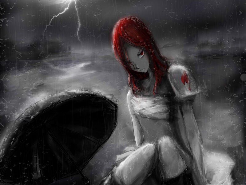 Red-haired Woman in Rain