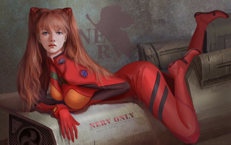 Red-haired Woman in Red Suit — Dramatic