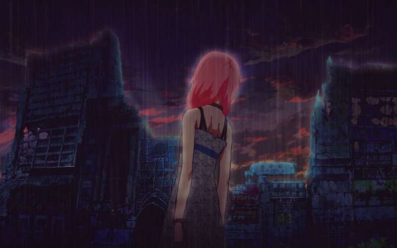 Red-haired Woman in Ruins — Purple