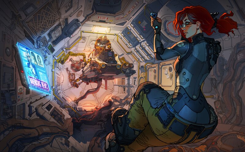 Red-haired Woman in Spaceship