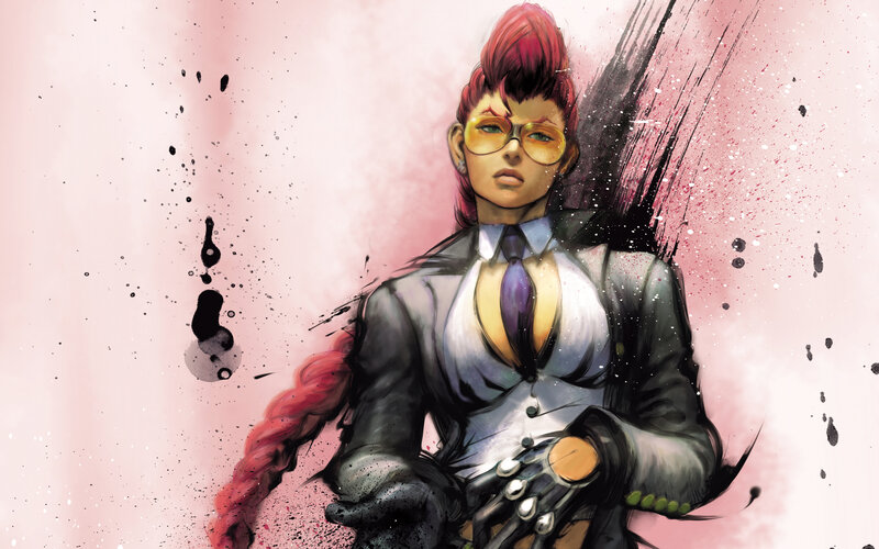 red-haired woman in suit