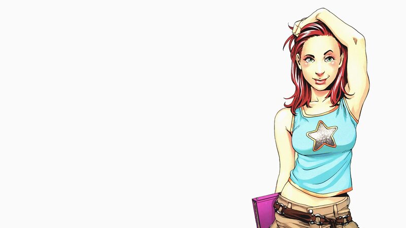 red-haired woman in tank top