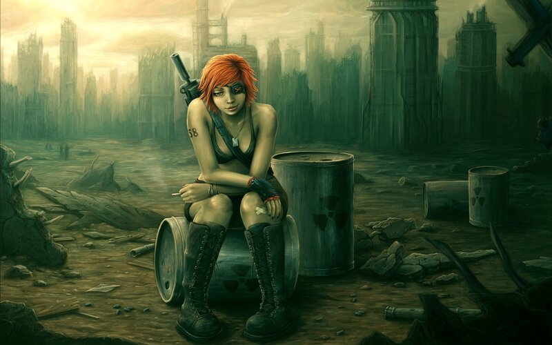 Red-haired Woman in Wasteland