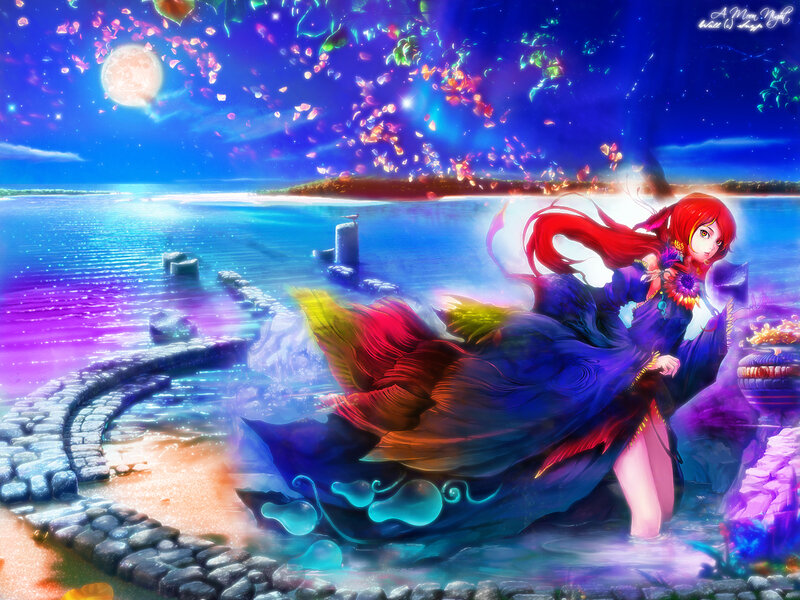 Red-haired Woman in Water — Blue