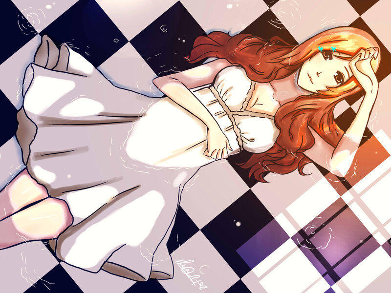 Red-haired Woman in Water — White