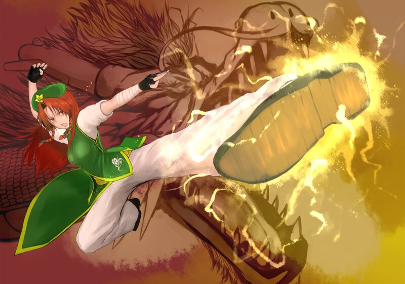 Red-haired Woman Kicking