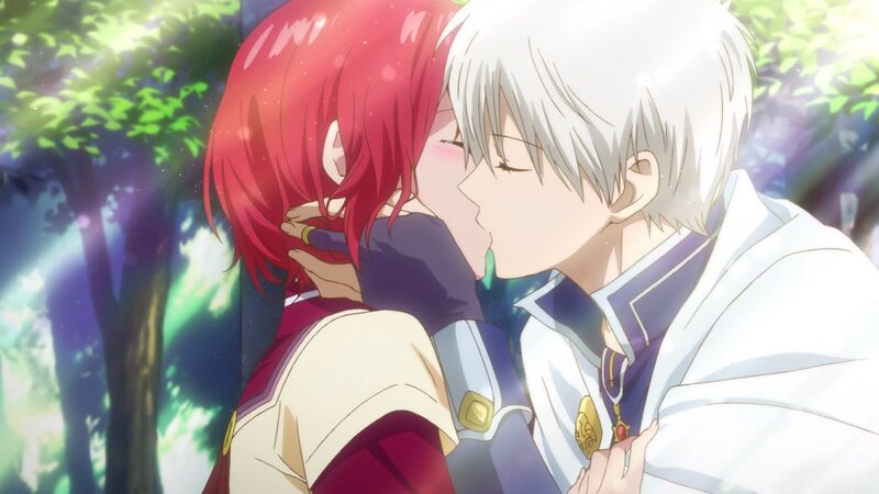 Red-haired Woman Kissing Man