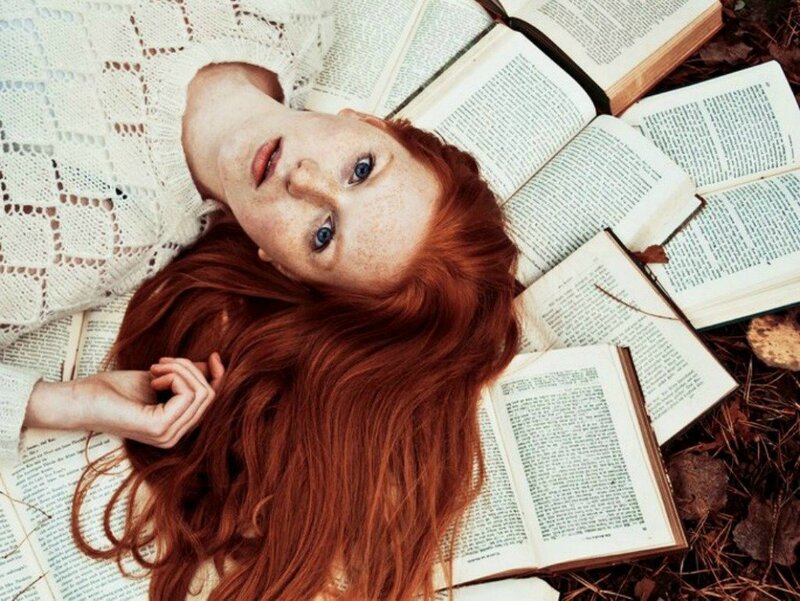 Red-haired Woman Lying — Red, Serene, Autumn