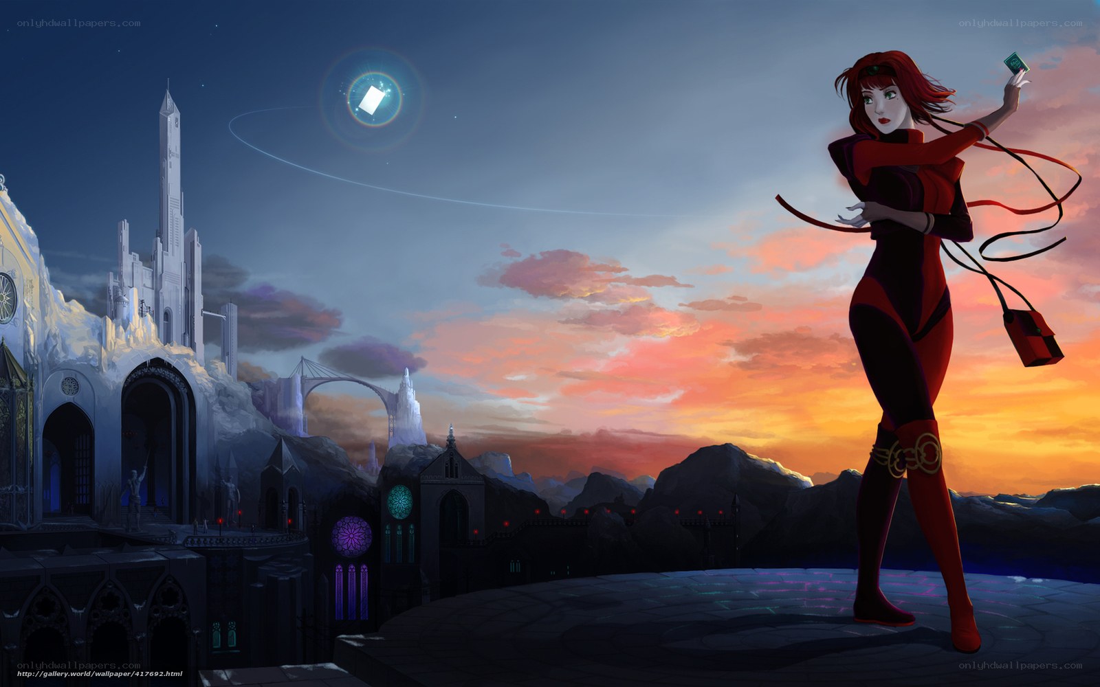 Red-haired woman on a platform