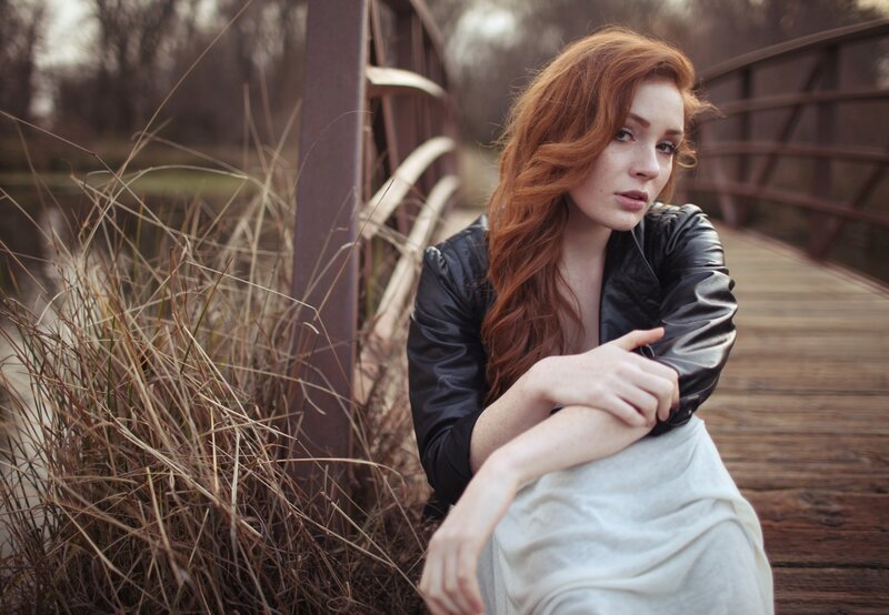 Red-haired Woman on Bridge — Red
