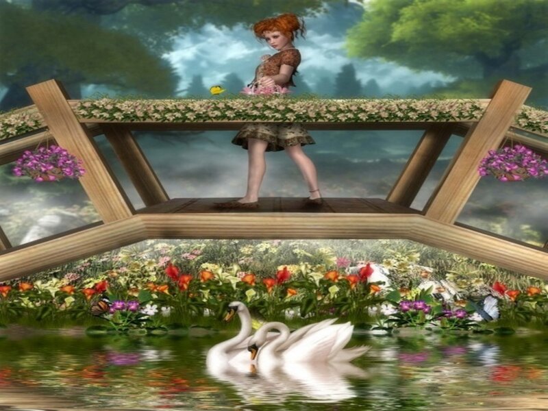 Red-haired Woman on Bridge