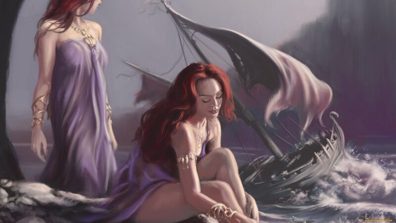 Red-haired Woman on Shore