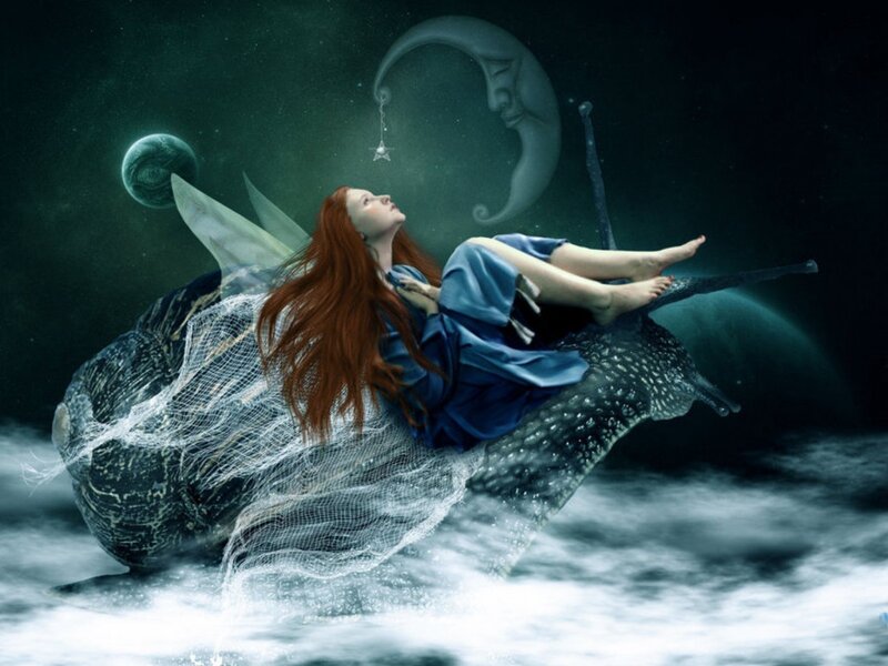 Red-haired Woman on Snail