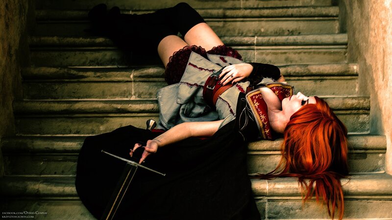 Red-haired Woman on Stairs — Red