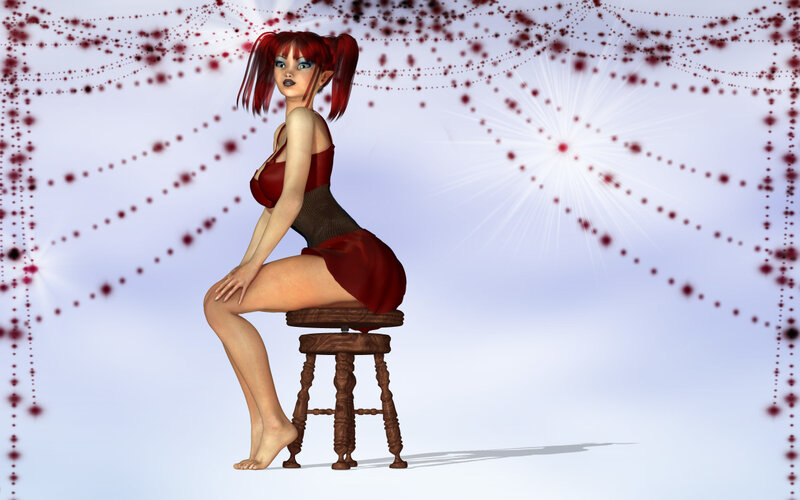 Red-haired Woman on Stool