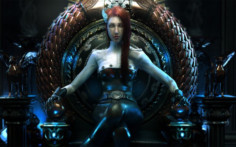 Red-haired Woman on Throne — Black